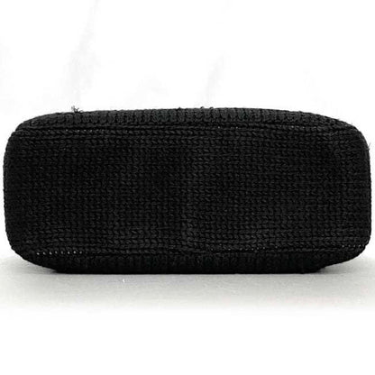 Prada Handbag Ec-22660 Black Nero Maglia Vitell B8387 Wool Leather 65 Prada Triangle Plate