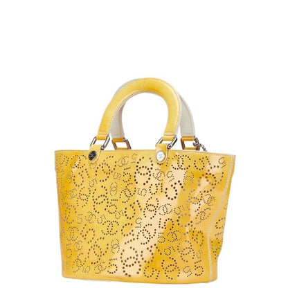 Chanel Perforated Coco Mark No. 5 Handbag Tote Bag Yellow Patent Leather
