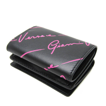 Versace All-Over Pattern Women'S Leather Wallet (Tri-Fold) Black