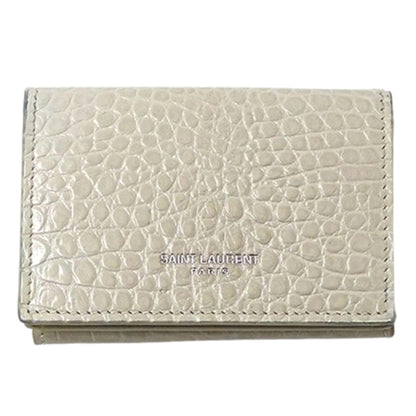 Saint Laurent Women'S Tri-Fold Wallet In Crocodile Embossed Leather