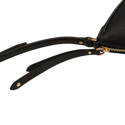 Michael Kors Dover Small Half Moon Shoulder Bag Black Leather