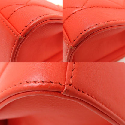 Chanel A93701 Shoulder Bag Matelasse Click Label Single Flap Calf Orange 352531