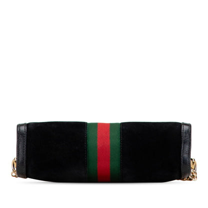 Gucci Gg Velvet Ophidia Medium Chain Shoulder Bag 503877 Black Leather Suede