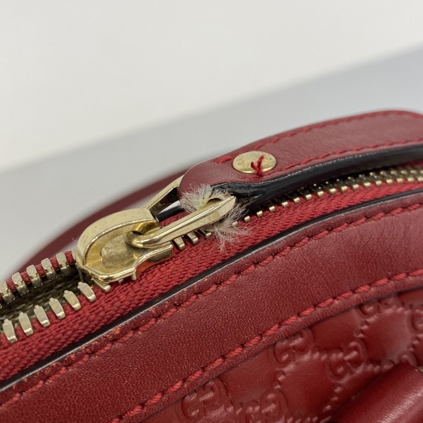 Gucci Micro Guccissima Handbag 449654 Leather Red Champagne