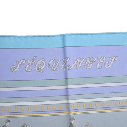 Hermes Herms Carr 90 Sequence Silk Scarf/Muffler In Light Blue