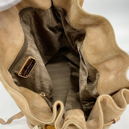 Salvatore Ferragamo Gancini Shoulder Bag In Beige Suede