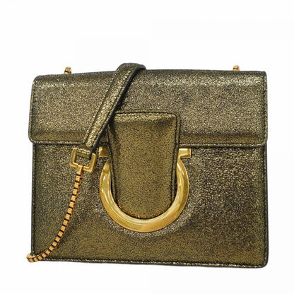 Salvatore Ferragamo Gancini Shoulder Bag In Gold