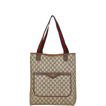 Gucci Old Gg Supreme Sherry Line Tote Bag 39.02.003 Beige Brown Pvc Leather