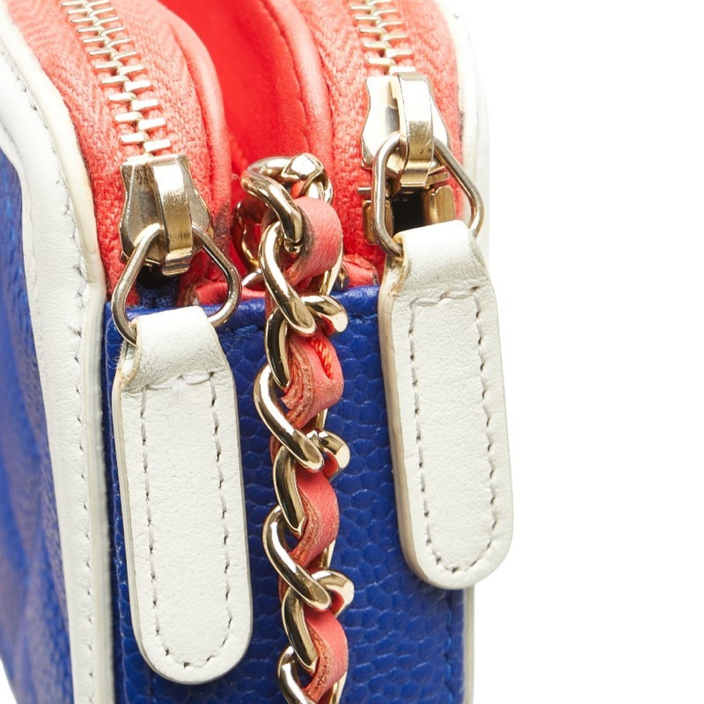 Chanel Coco Mark Tricolor Shoulder Bag Navy White Caviar Skin