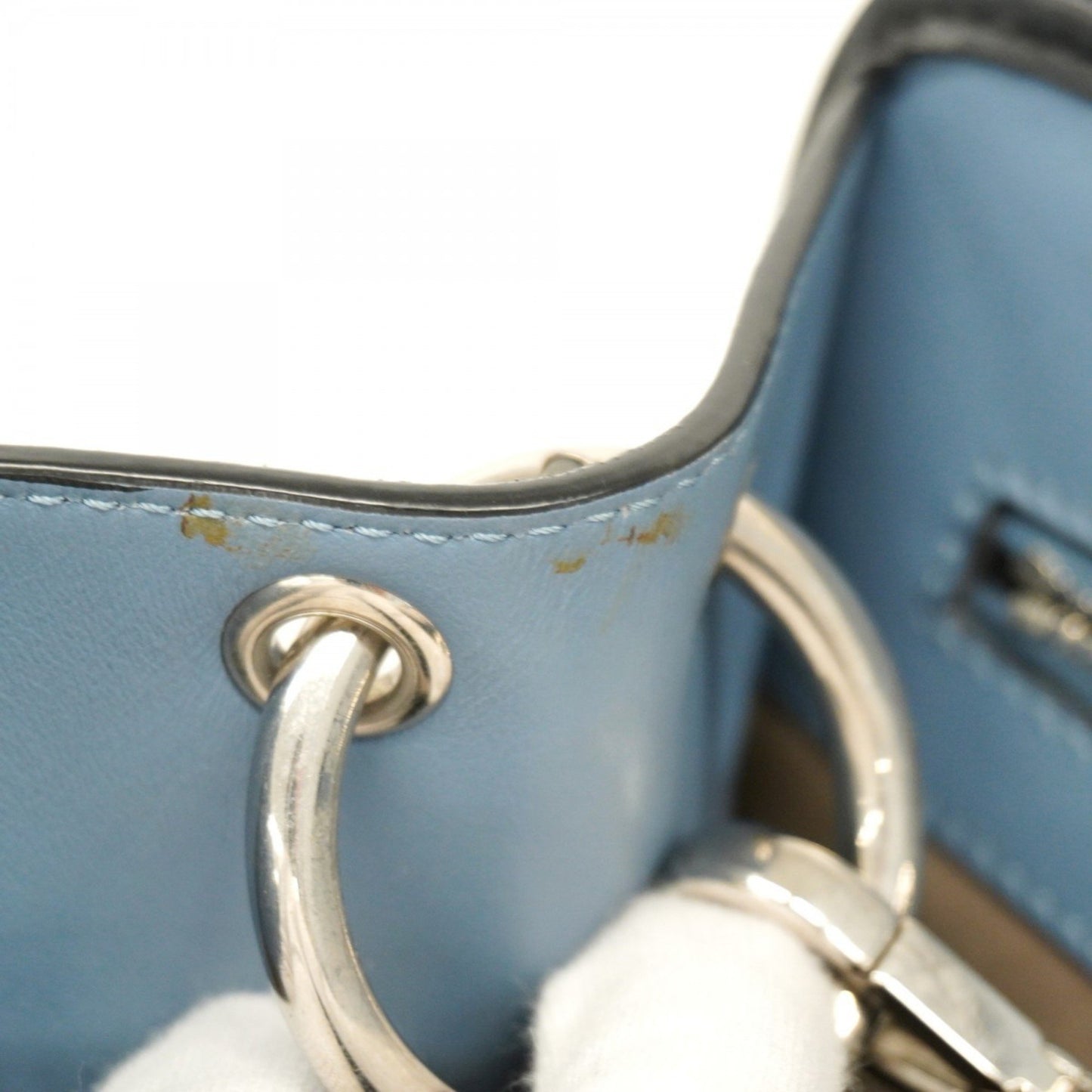 Fendi Runaway Leather Handbag In Blue And Gold
