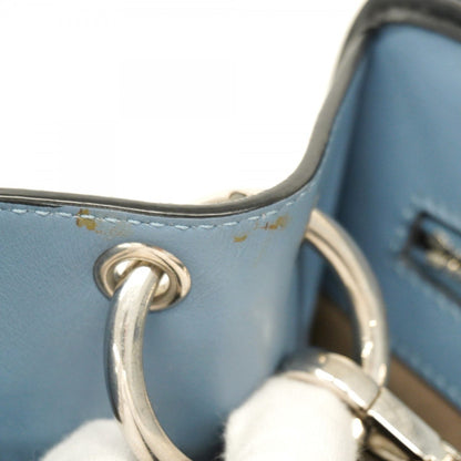 Fendi Runaway Leather Handbag In Blue And Gold
