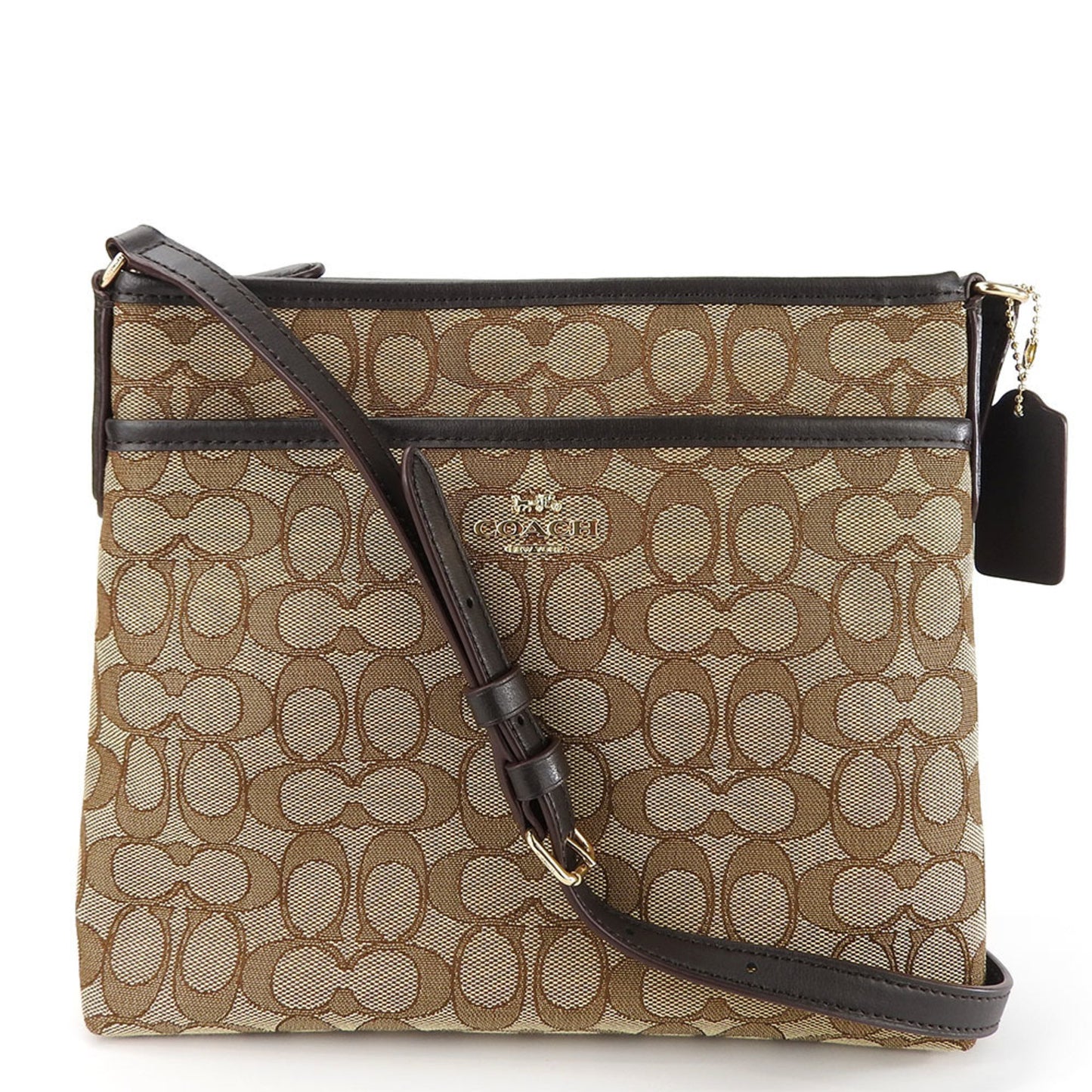 Coach Shoulder Bag F29960 Signature Canvas Leather Beige Dark Brown