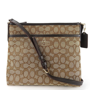 Coach Shoulder Bag F29960 Signature Canvas Leather Beige Dark Brown