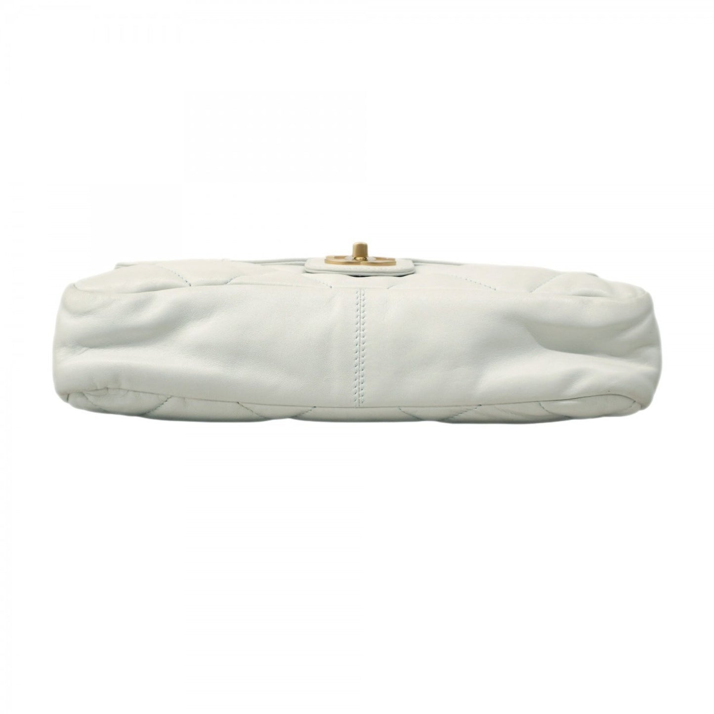 Chanel Shoulder Bag Matelasse W Chain Lambskin Blue Champagne