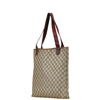 Gucci Old Gg Supreme Sherry Line Tote Bag 39.02.003 Beige Brown Pvc Leather