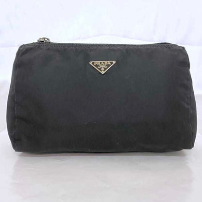 Prada Pouch Ec-22538 Black Nero Vela Mv11 Nylon 85 Prada Triangle Plate