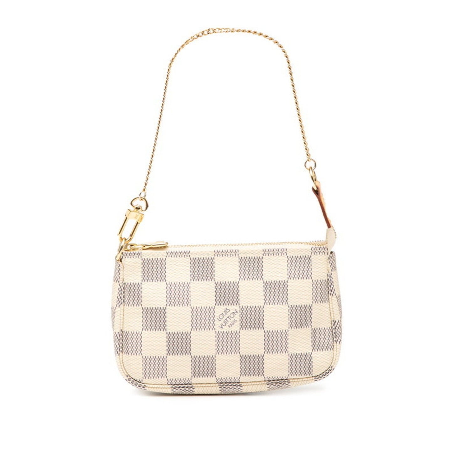 Louis Vuitton Damier Azur Mini Pochette Accessory Pouch Handbag N58010 White Leather
