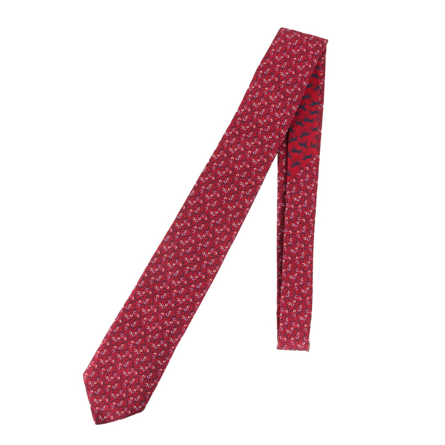 Hermes Horseshoe Monogram Silk Tie (Galop En Vrac Twillbi) 339322T Red