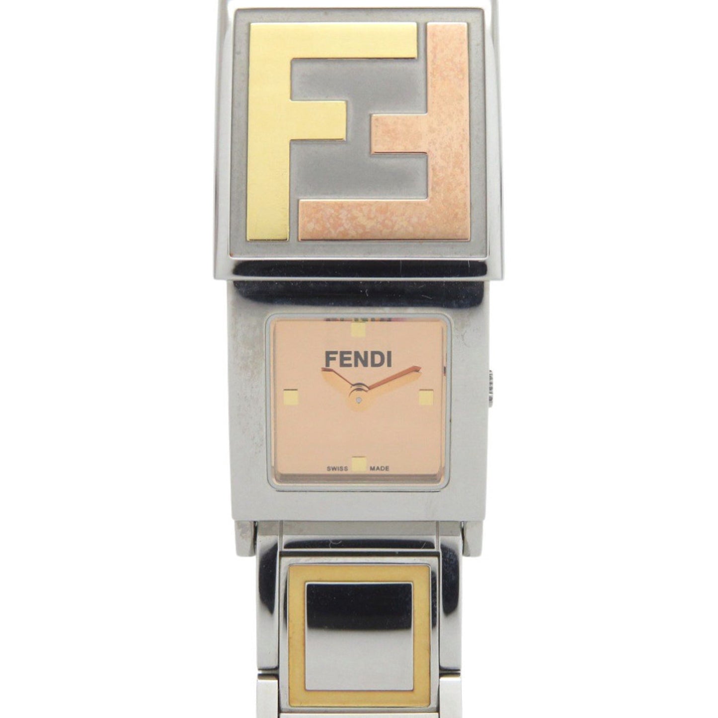 Fendi Secret 2 Time Zone 5500L Stainless Steel Gold Quartz Watch 1915 Fendi