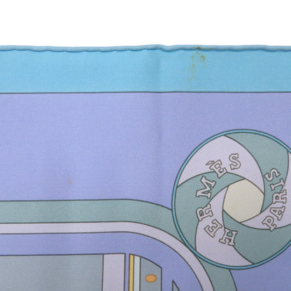 Hermes Herms Carr 90 Sequence Silk Scarf/Muffler In Light Blue