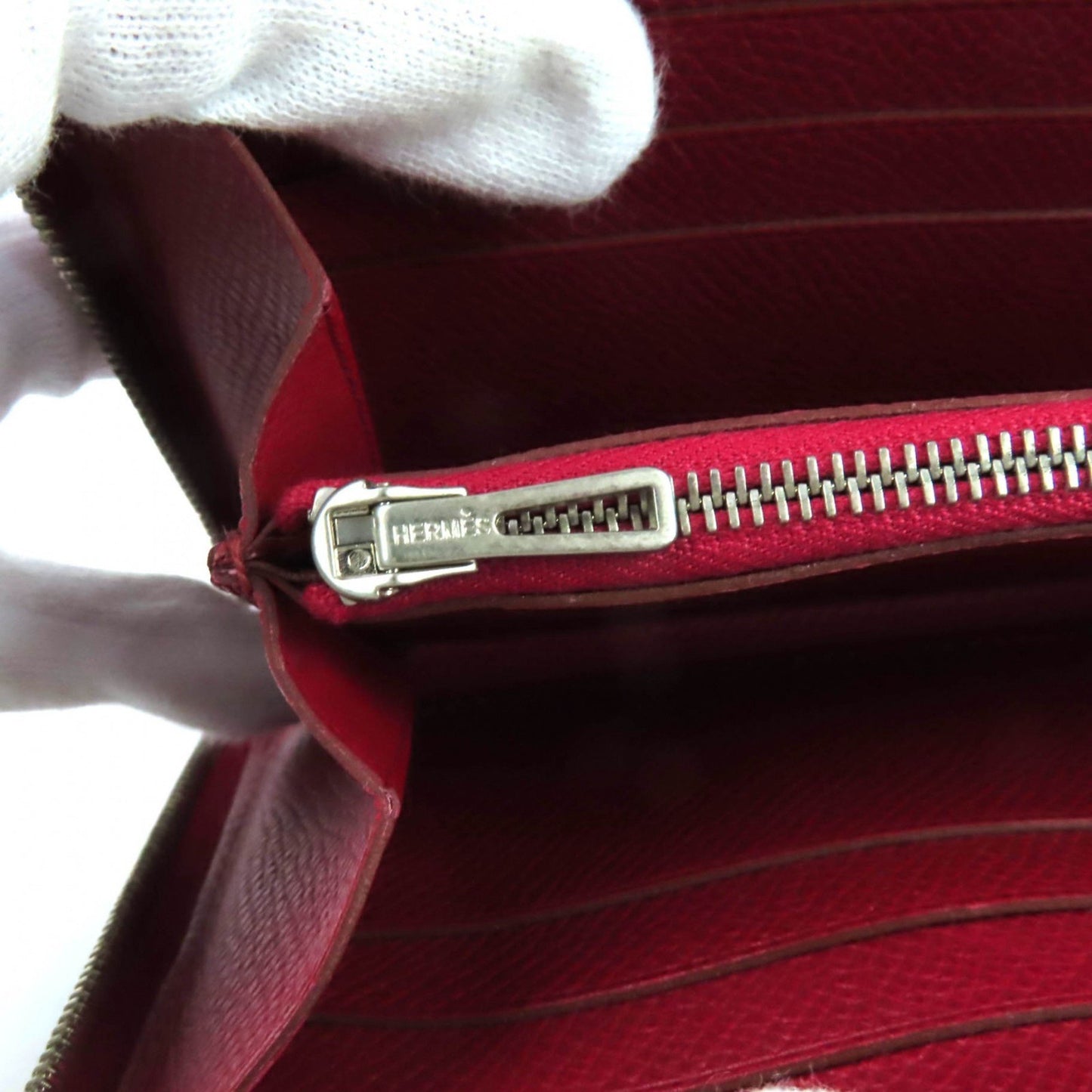 Hermes Azap Long Classic Ruby Epsom Leather Round Zip Wallet