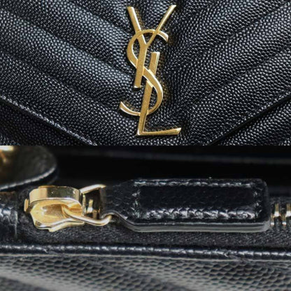 Saint Laurent Cassandra Chain Wallet Shoulder Bag Black 393953