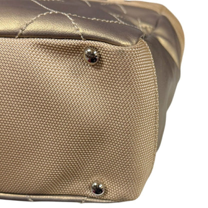 Chanel Paris Biarritz Pm Handbag Coated Canvas A34208 Gold