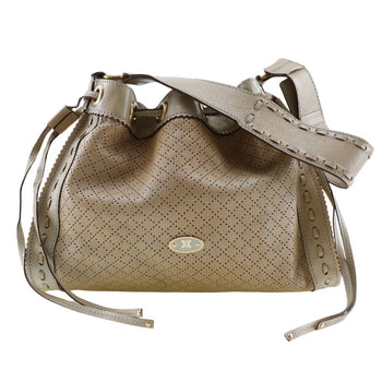 Celine Shoulder Bag Punching Calf Beige Purse