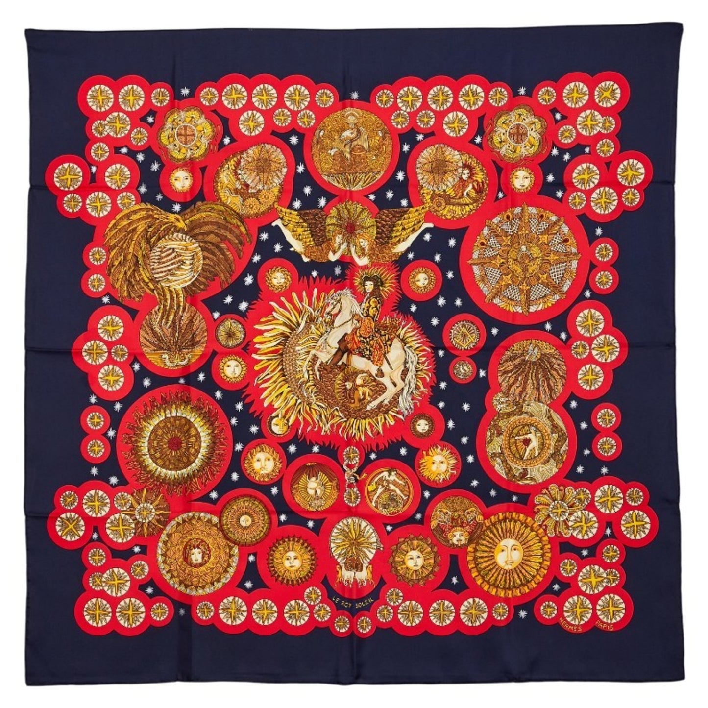 Hermes Herms Carr 90 Le Roy Soleil Sun King Scarf/Muffler