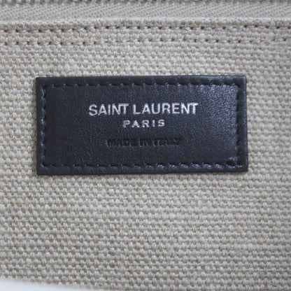 Saint Laurent 617481 Rive Gauche Logo Canvas And Leather Tote Bag In Beige Black With Dust Bag