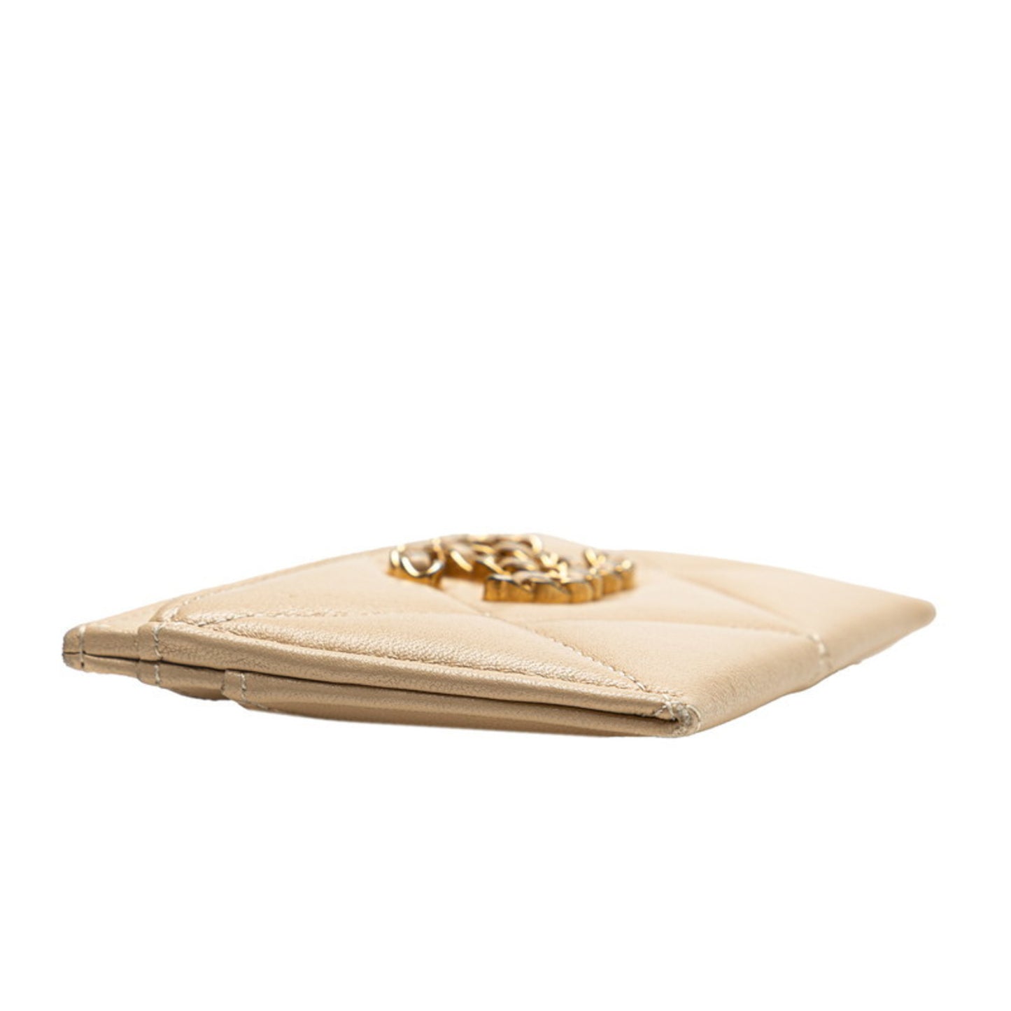 Chanel Coco Mark Matelasse Business Card Case/Card Case/Pass Case Beige Lambskin