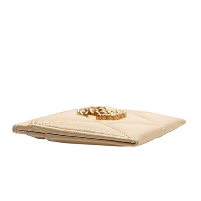 Chanel Coco Mark Matelasse Business Card Case/Card Case/Pass Case Beige Lambskin