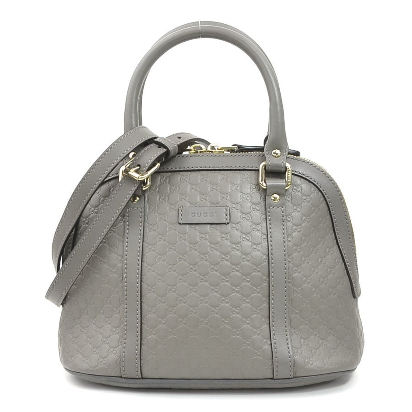 Gucci Micro Guccissima Leather Handbag Shoulder Bag In Gray And Gold