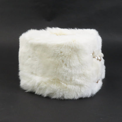 Chanel Scarf Tippet Rabbit Fur Faux Pearl White