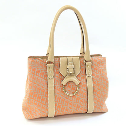 Dolce & Gabbana Tote Bag Orange Beige Canvas Leather D&G