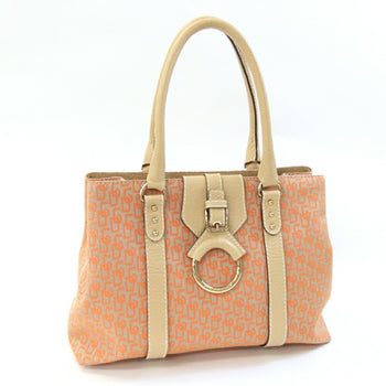 Dolce & Gabbana Tote Bag Orange Beige Canvas Leather D&G