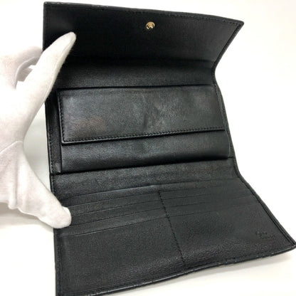 Gucci 257303 Shima Line Gg Wallet Long Embossed All-Over Pattern Tri-Fold Leather