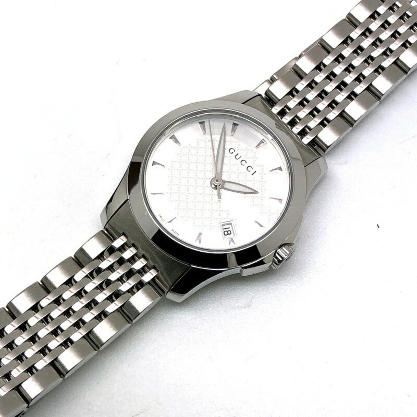 Gucci G Timeless Quartz 126.5 Stainless Steel Battery-Operated Women'S Watch With Date Display