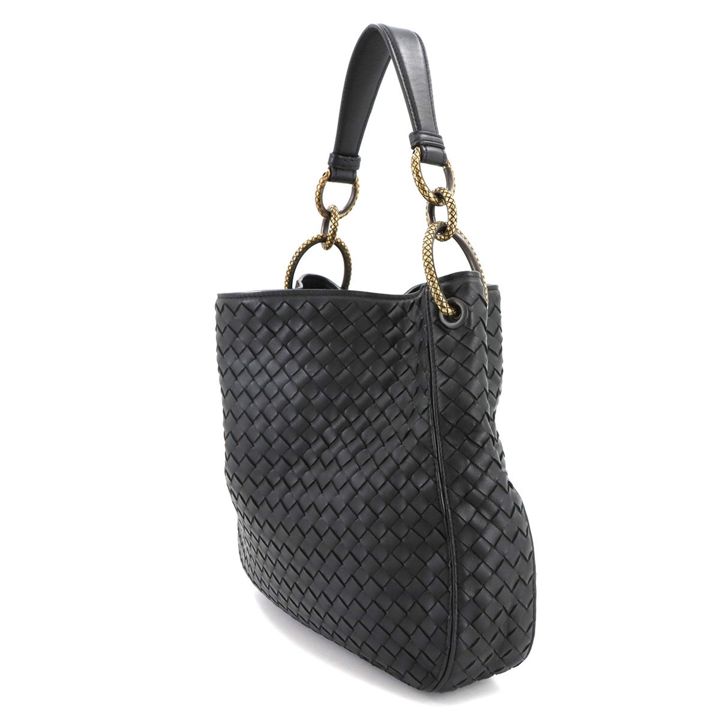 Bottega Veneta Intrecciato Loop Hobo Shoulder Bag In Black Leather