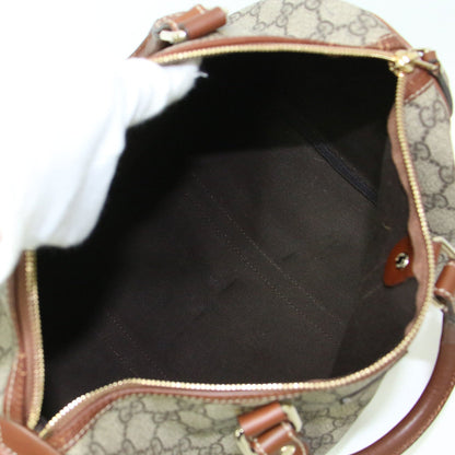 Gucci Gg Supreme Handbag In Brown Leather And Pvc For Women
