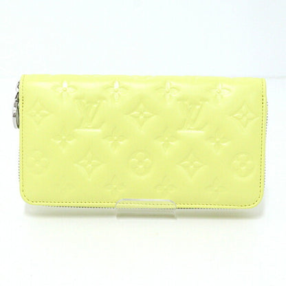 Louis Vuitton Zippy Wallet Lamb Leather Yellow M83104 Embossed Long Lv Circle