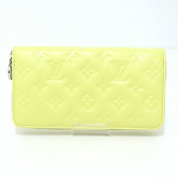 Louis Vuitton Zippy Wallet Lamb Leather Yellow M83104 Embossed Long Lv Circle