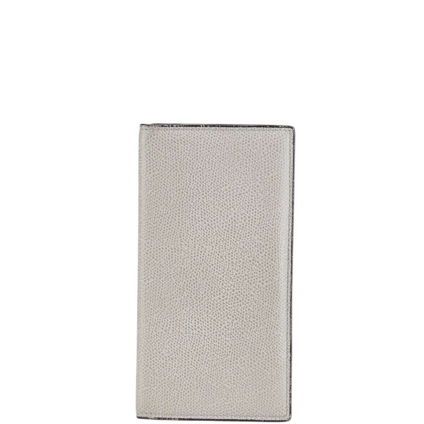 Valextra Vertical 12 Card Long Wallet Billfold Grey Leather