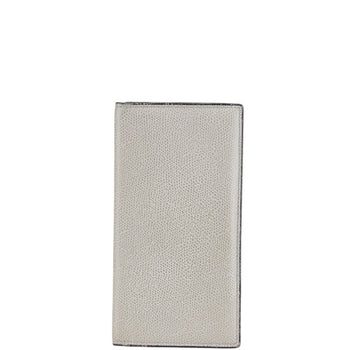 Valextra Vertical 12 Card Long Wallet Billfold Grey Leather