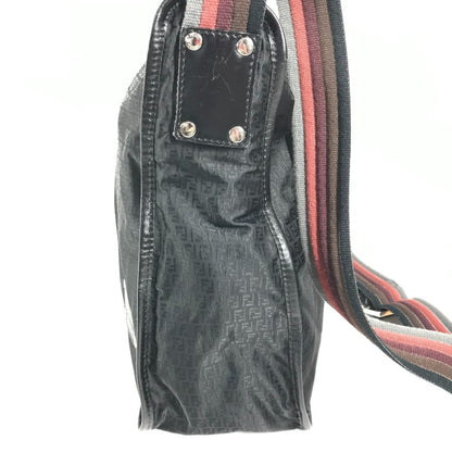 Fendi 7Va148 Zucca Logo Bag Crossbody Messenger Shoulder Leather Nylon