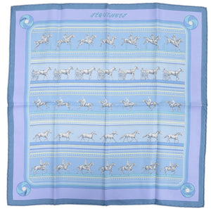 Herms Carr 45 Petit Sequence Silk Scarf Muffler In Light Blue
