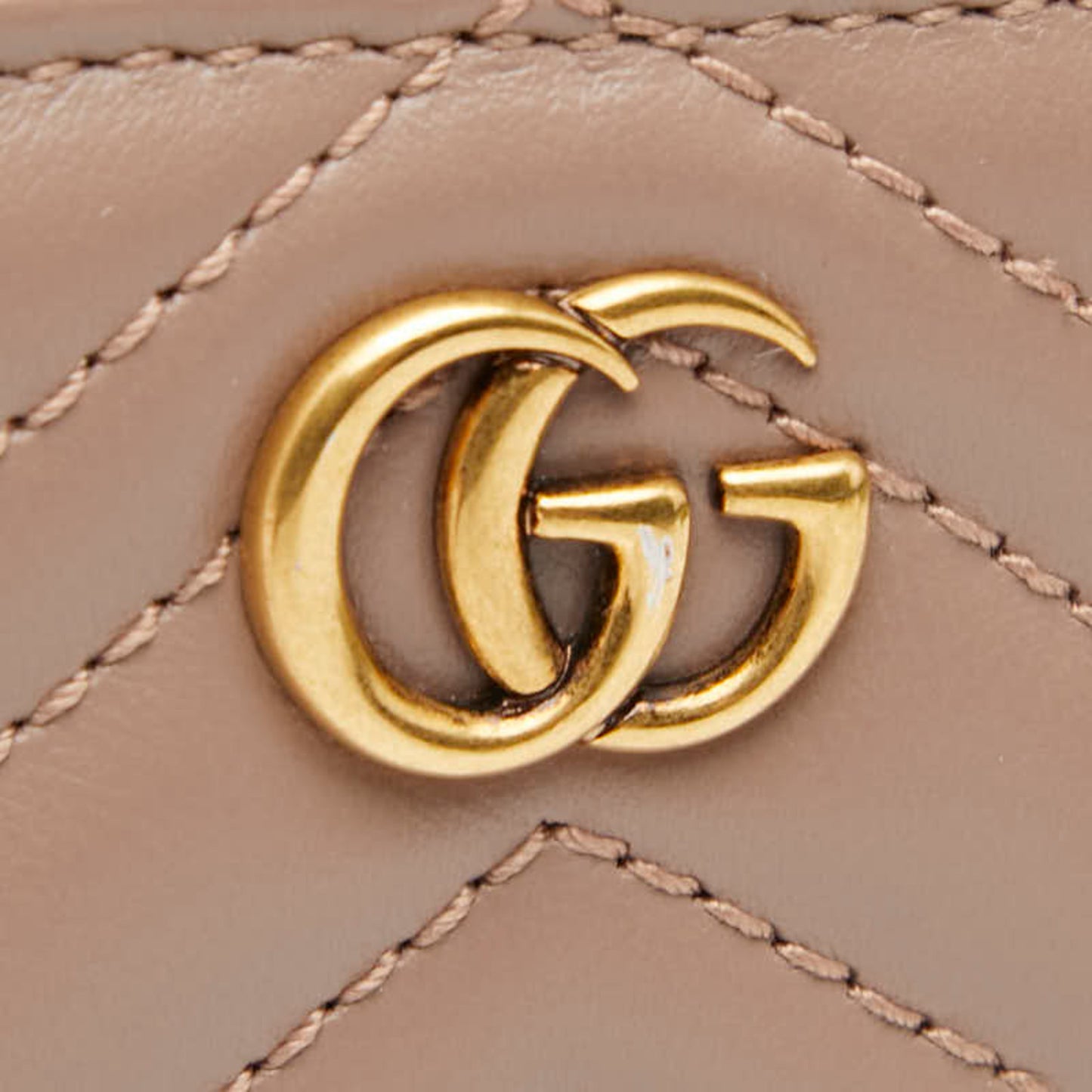 Gucci Gg Marmont Double G Bifold Compact Wallet 773427 Pink Beige Leather