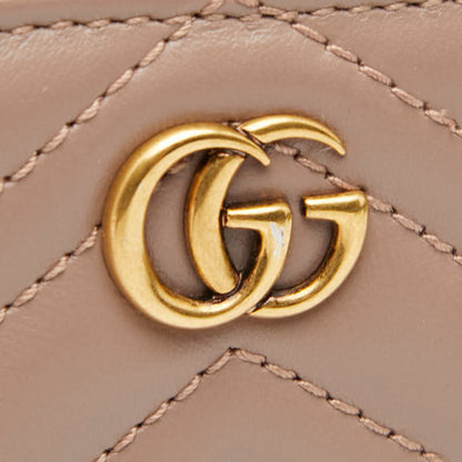 Gucci Gg Marmont Double G Bifold Compact Wallet 773427 Pink Beige Leather