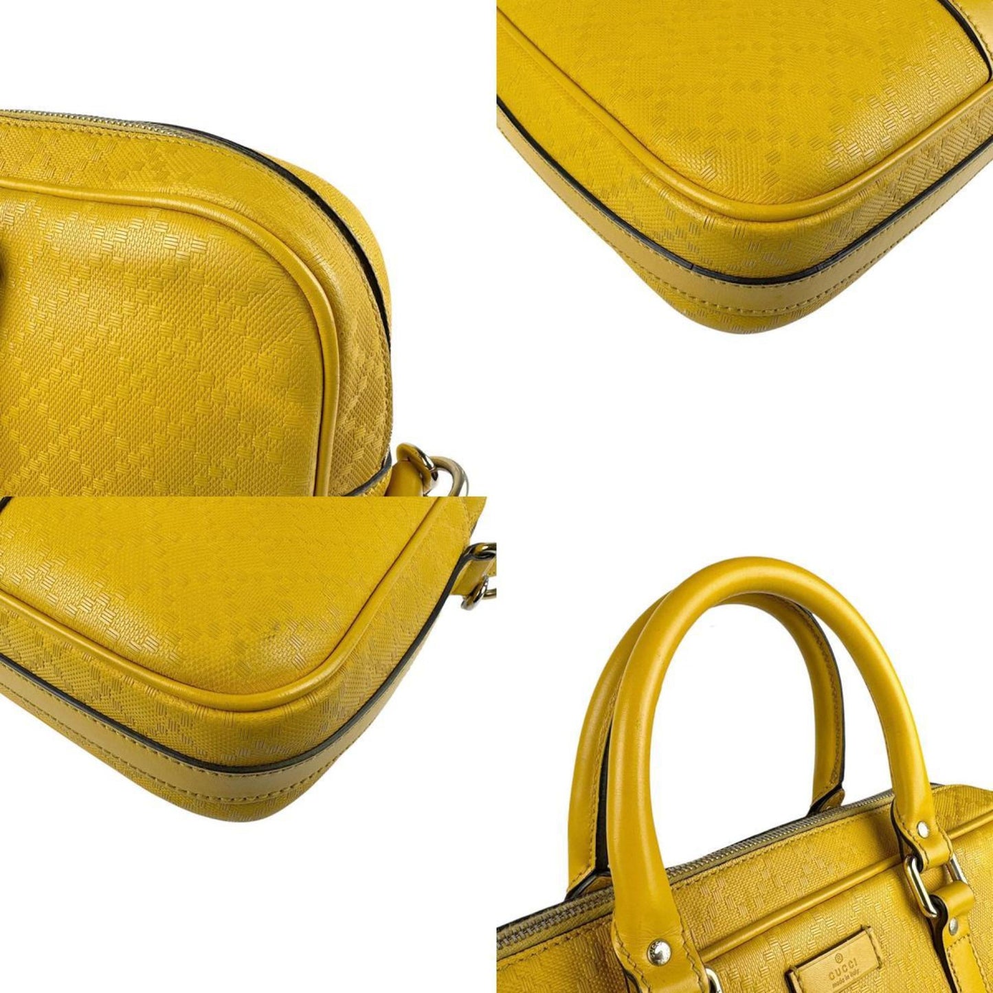 Gucci Handbag Shoulder Bag Diamante Leather Yellow