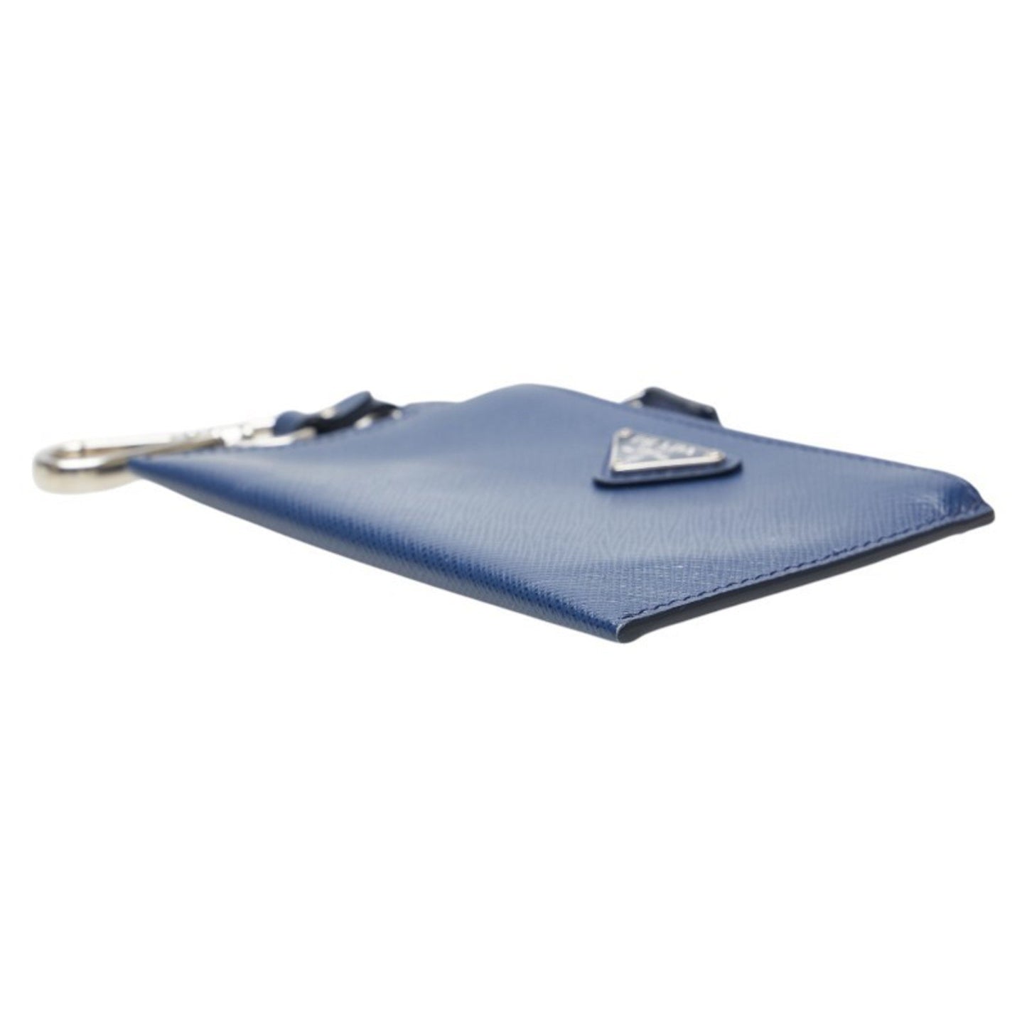 Prada Triangle Logo Plate Wallet/Coin Case Navy Saffiano Leather